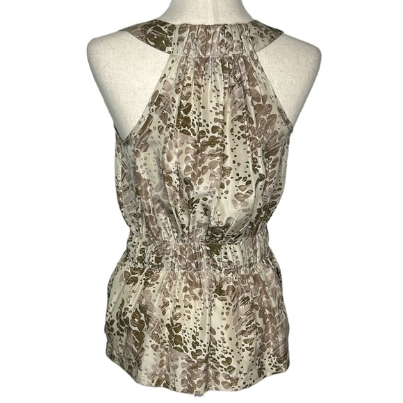 Kenneth Cole 100% Silk Blouse Women's Size 2 Button Down Tie at Waist Tan - Picture 2 of 6